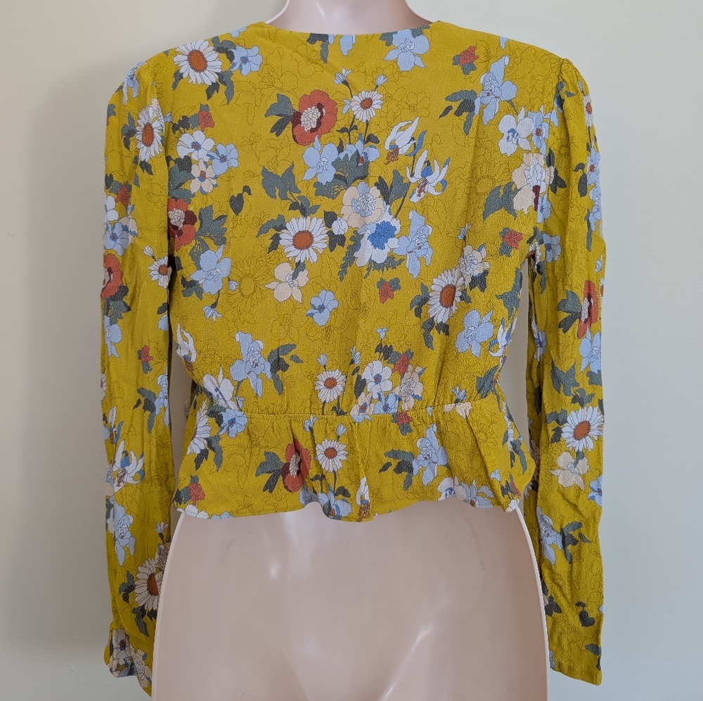Aritzia Sunday Best Tie Front Retro Floral Print Blouse Top XS - Picture 10 of 16
